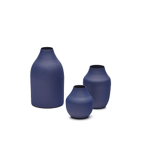 Pubol Набор из 3-х металлических ваз синего цвета 10 см 14 см 20 см