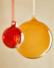 Aucan большой оранжевый стеклянный елочный шар