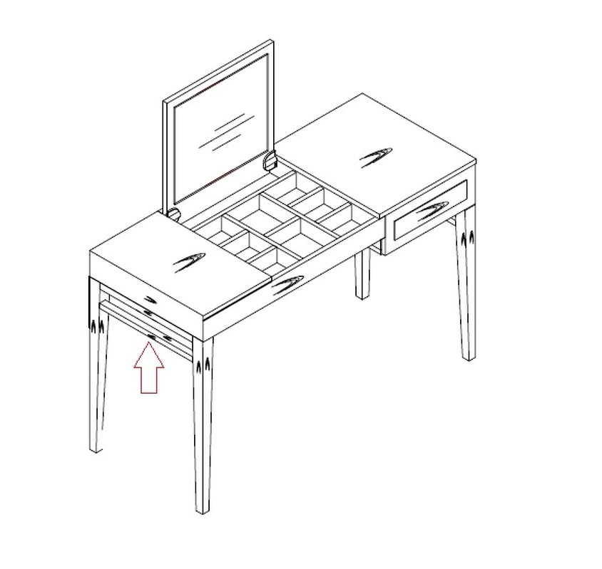 Туалетный столик MARBELLA шпон ореха W, матовый серо-бежевый лак