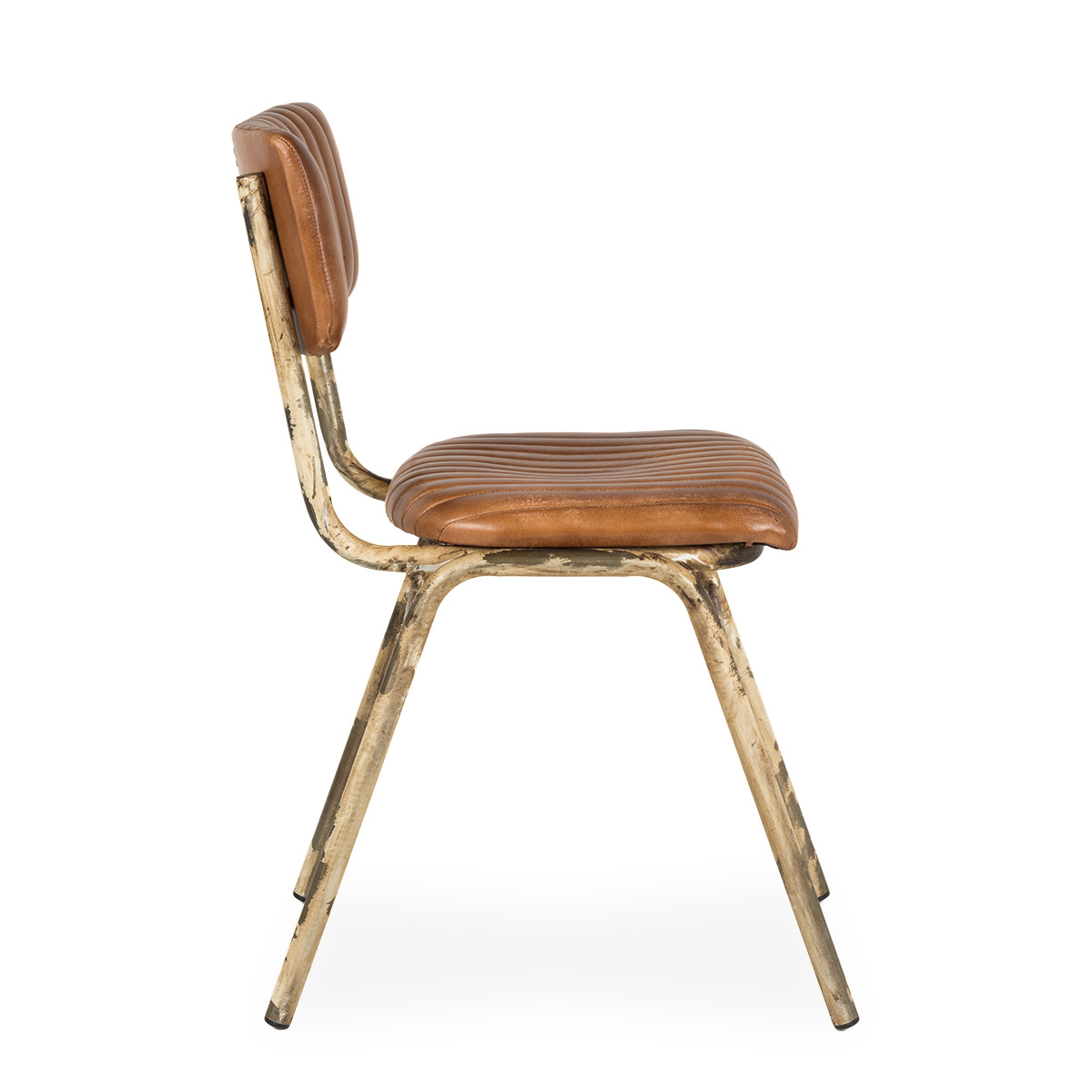 Стул с кожаным сиденьем Romina с белыми ножками