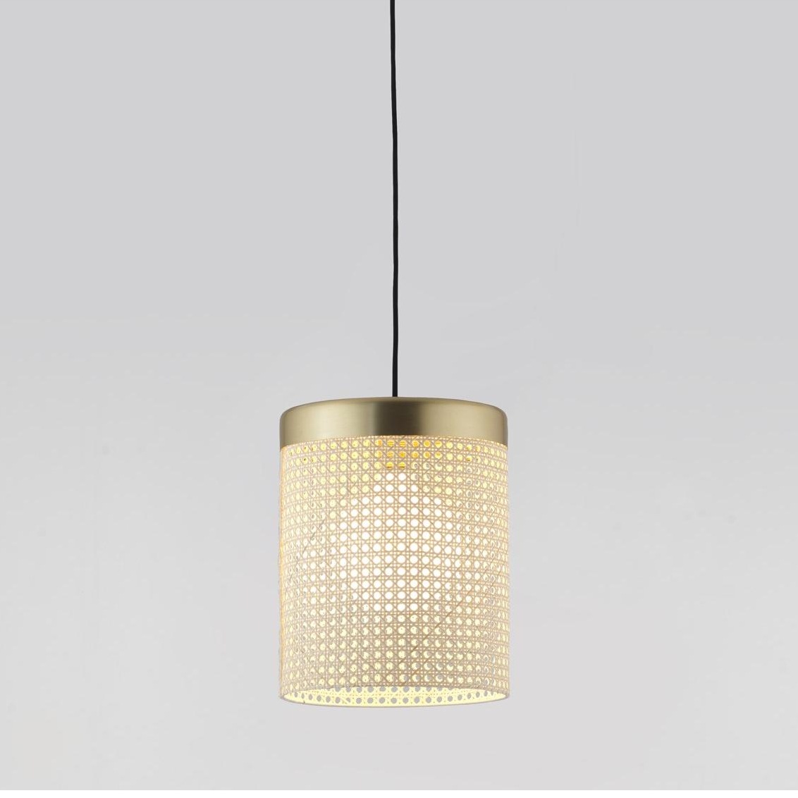 Подвесной светильник Ptan латунь / натуральный ротанг