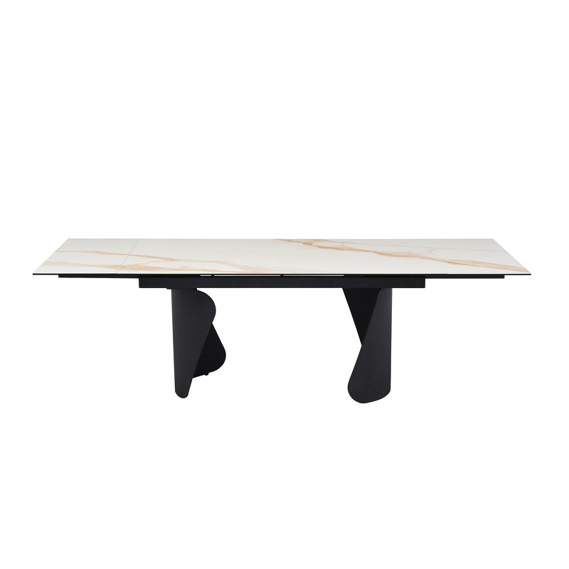 Раздвижной обеденный стол TOLEDO стекло с керамикой, черный металл