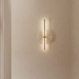 Бра Point латунный металл с диском из алебастра