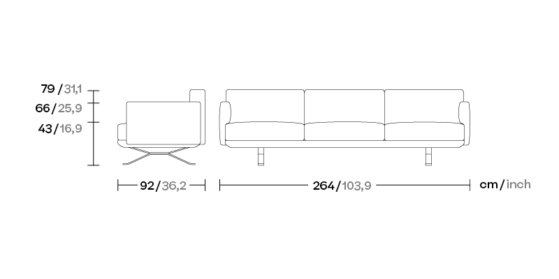 Диван 3-х местный Boma с перекрестными ножками KS2500300