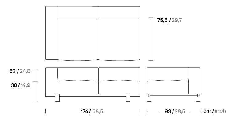 Модуль левый 2-х местный дивана Molo ножки тик
