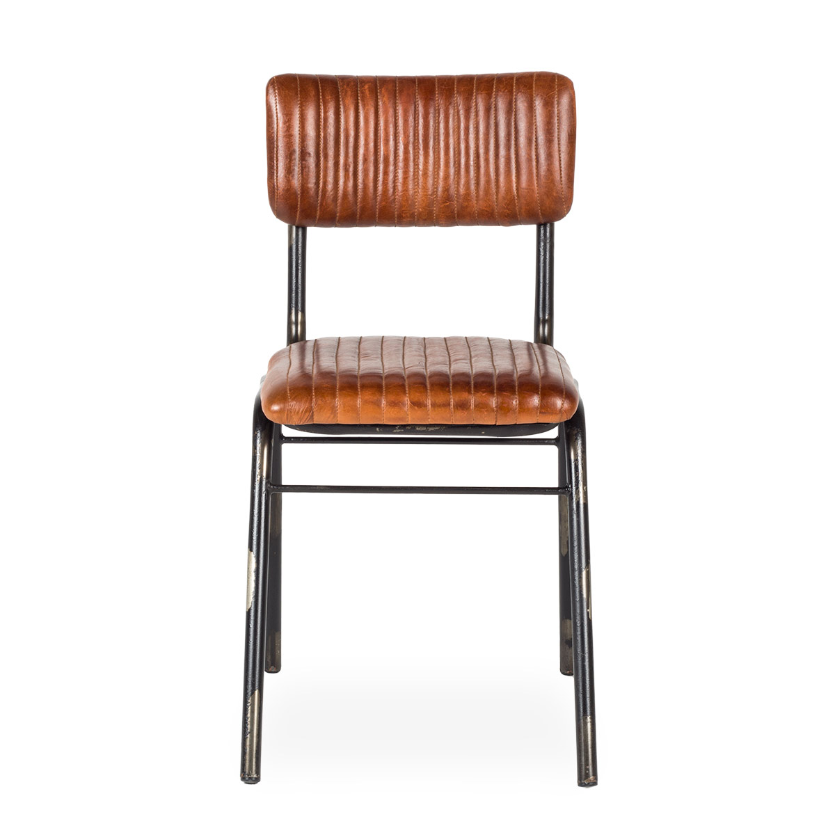 Стул с кожаным сиденьем Romina с черными ножками