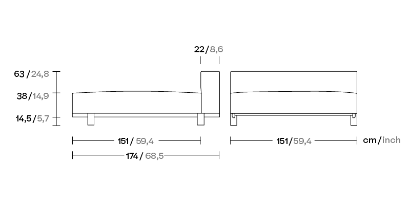 Кушетка Molo  KS4211200 ножки тик