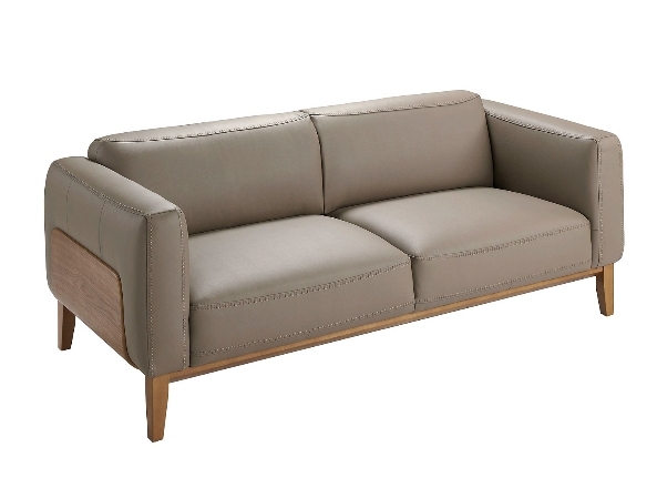 Диван 5353-3P /6029 3-х местный кожаный бежевый с каркасом из ореха