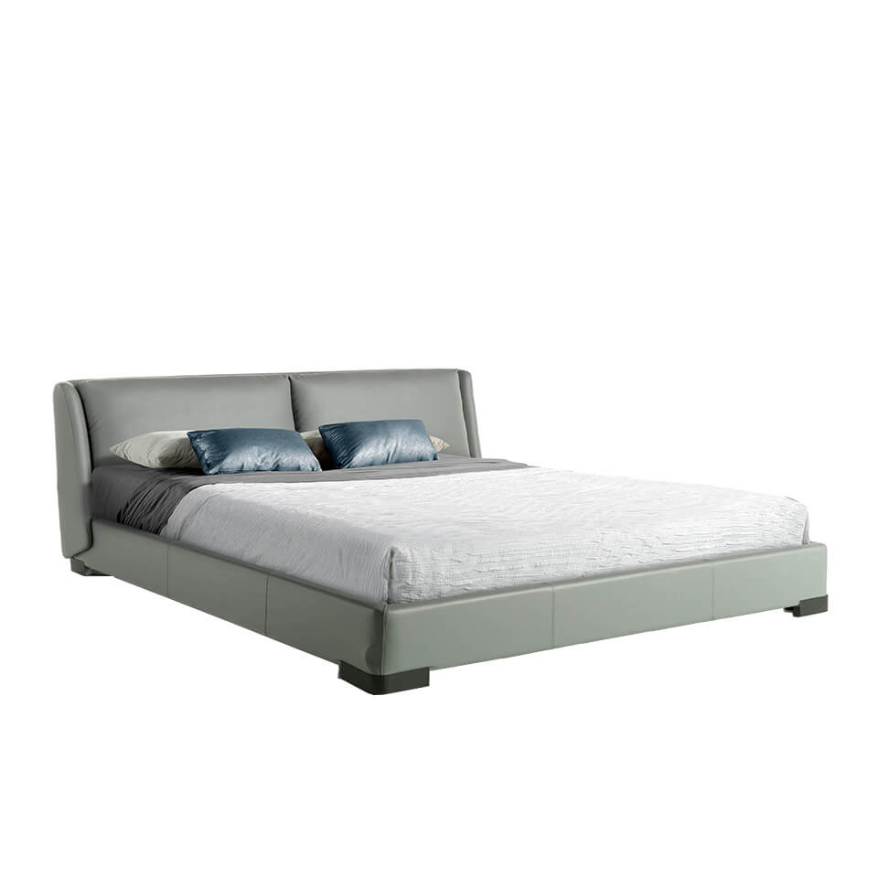Двуспальная кровать с изголовьем A2233 /7066 иск.кожа цвет серый (acua 72)