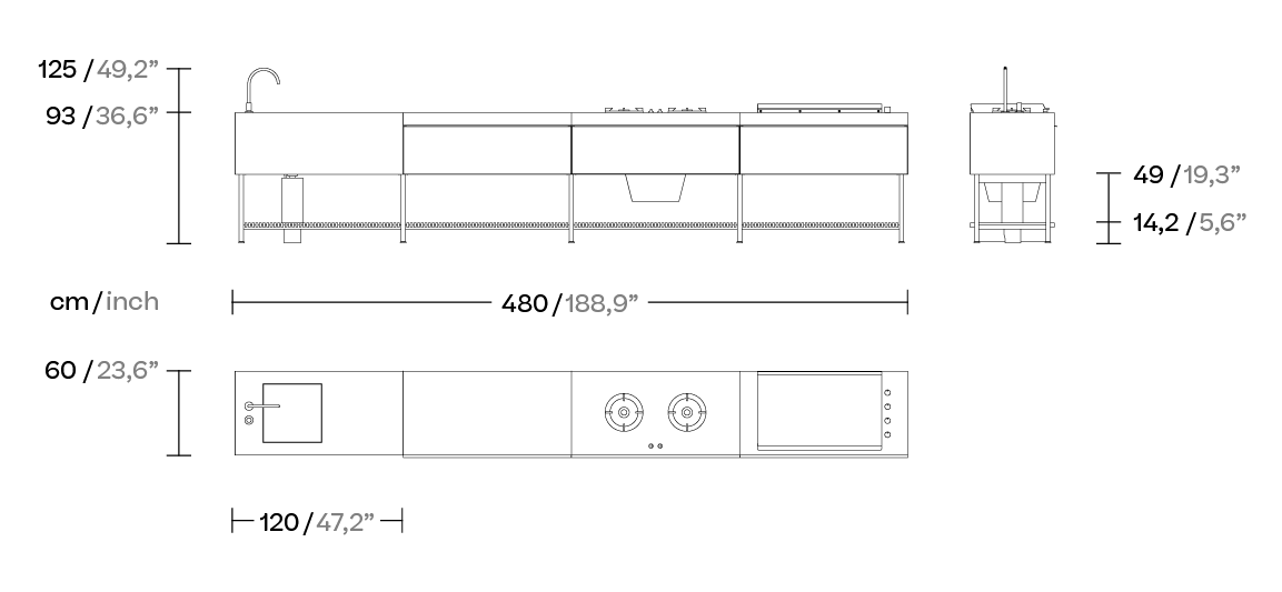 Кухонная база Quadruple Kettal KSA605400 / KSA606100