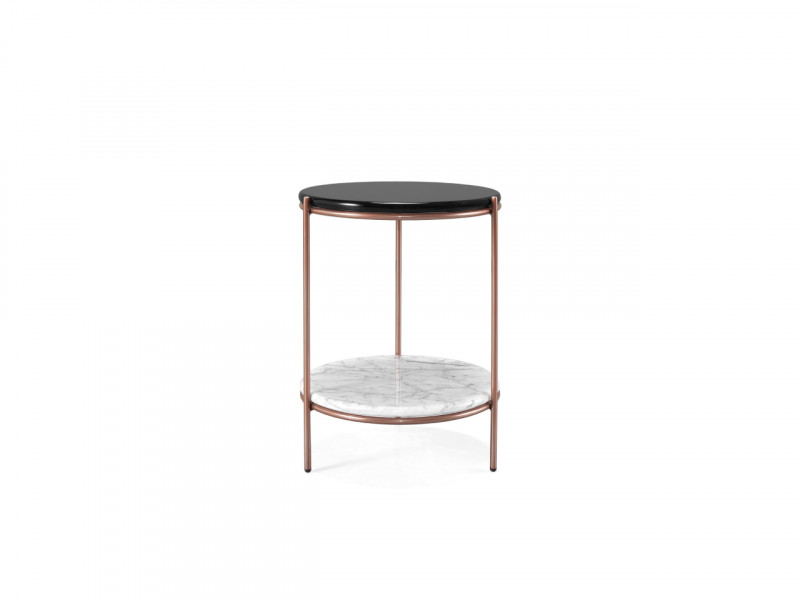 Приставной столик Stanley 2 Carrara Marble/Black/Copper Stainless