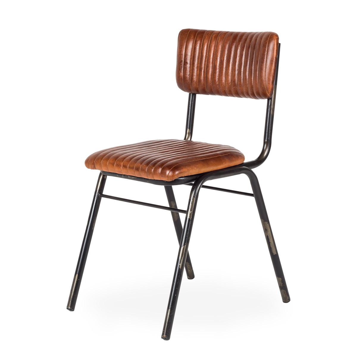 Стул с кожаным сиденьем Romina с черными ножками