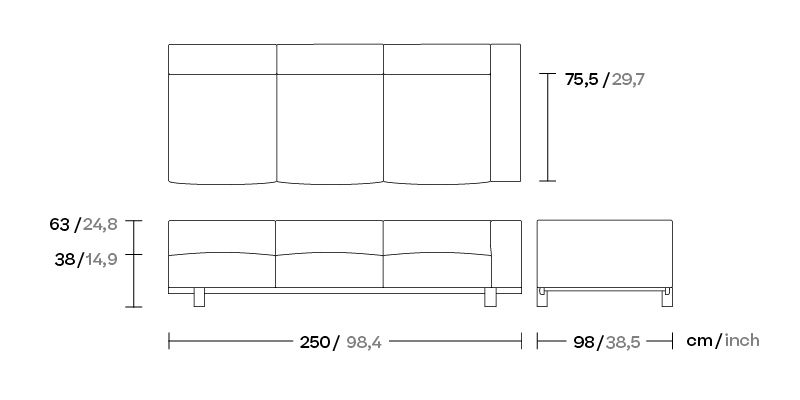 Модуль правый 3-х местный дивана Molo ножки тик