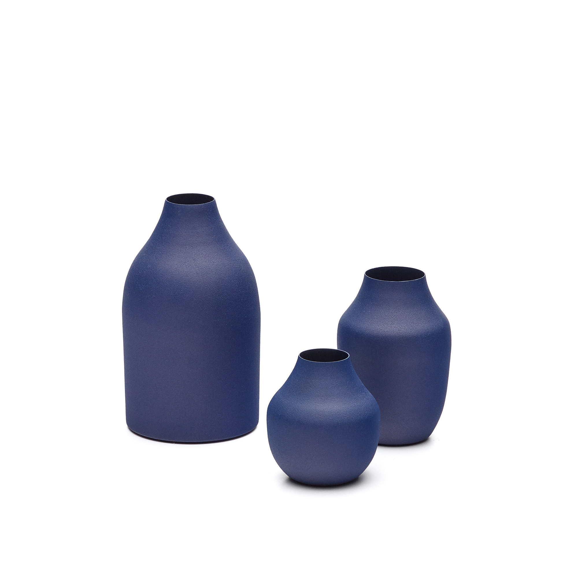 Pubol Набор из 3-х металлических ваз синего цвета 10 см 14 см 20 см