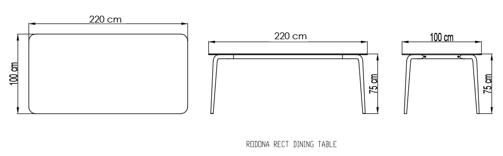 Обеденный стол RODONA CARBON MATTE 220х100