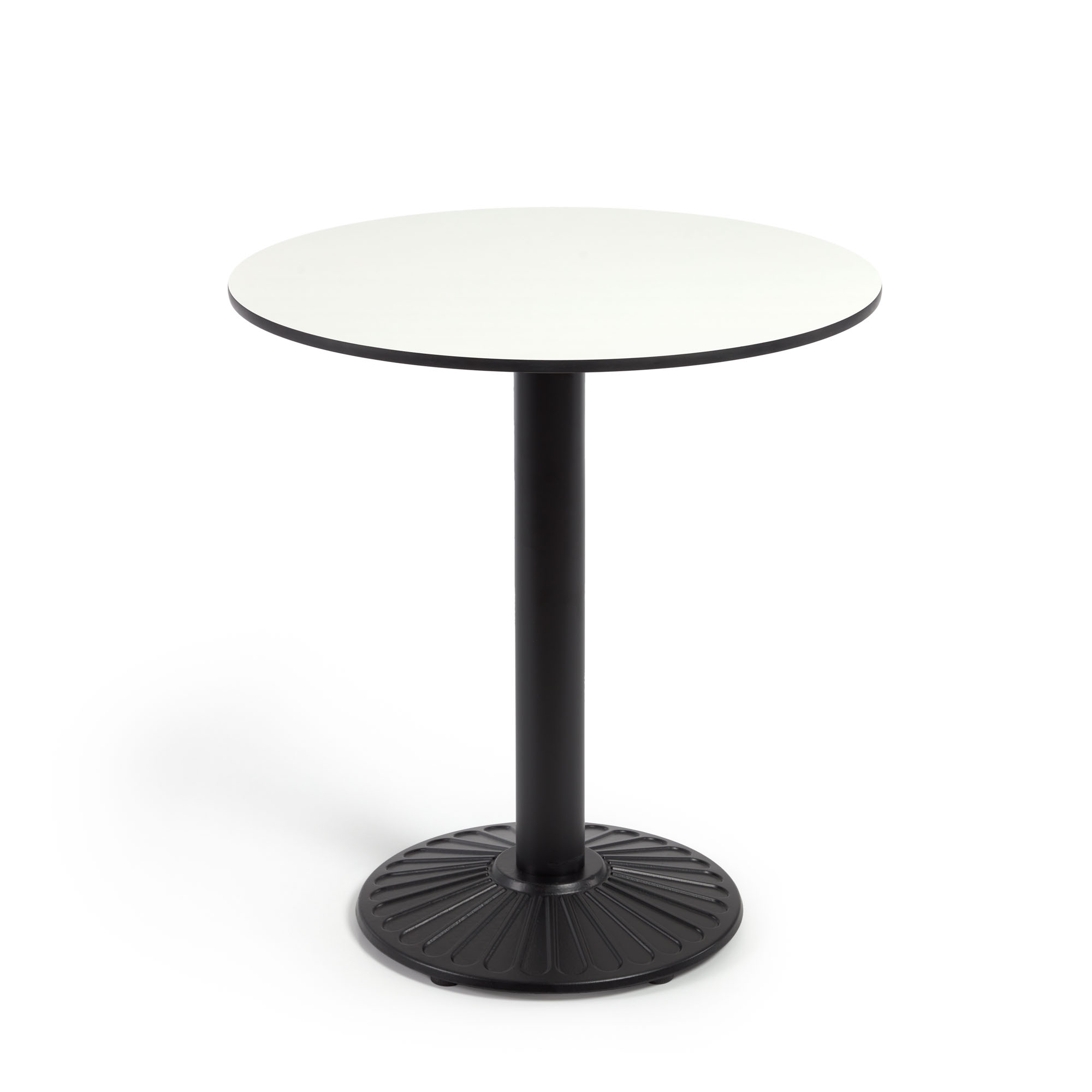 Tiaret Круглый уличный стол белого цвета с черной металлической ножкой Ø 68 см