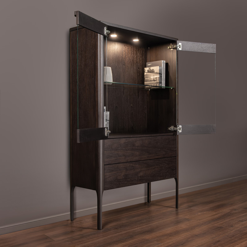 Витрина RONDA темный орех V36W1