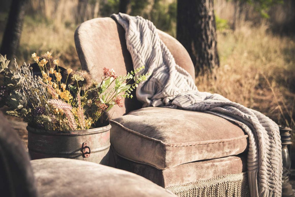 Бежевое бархатное кресло Velvet