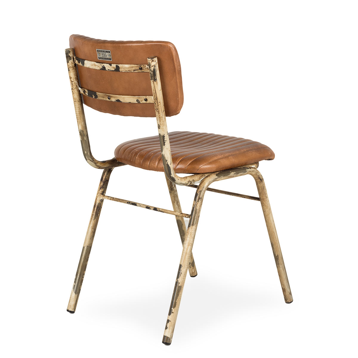 Стул с кожаным сиденьем Romina с белыми ножками