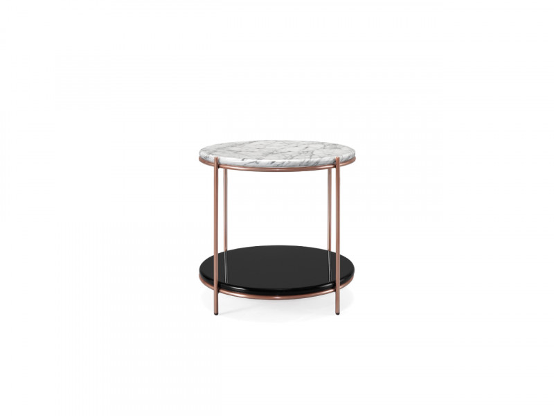 Приставной столик Stanley 1 Carrara Marble/Black/Copper Stainless