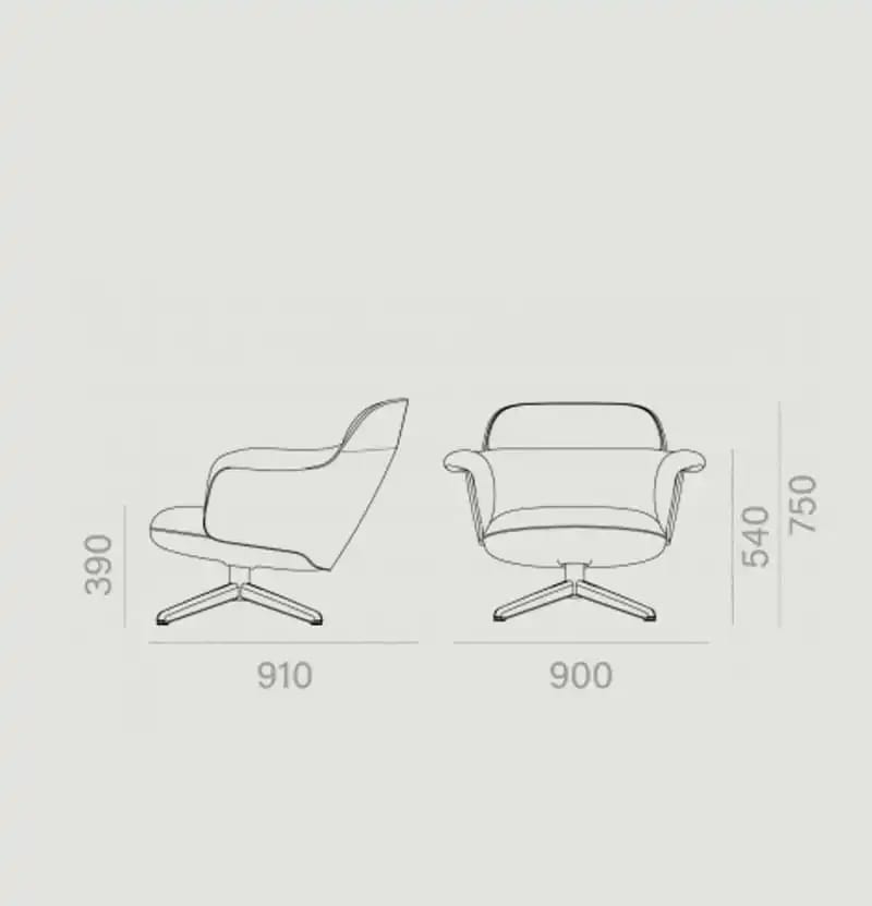 Низкое кресло Ulis с ножками из дуба 2152G