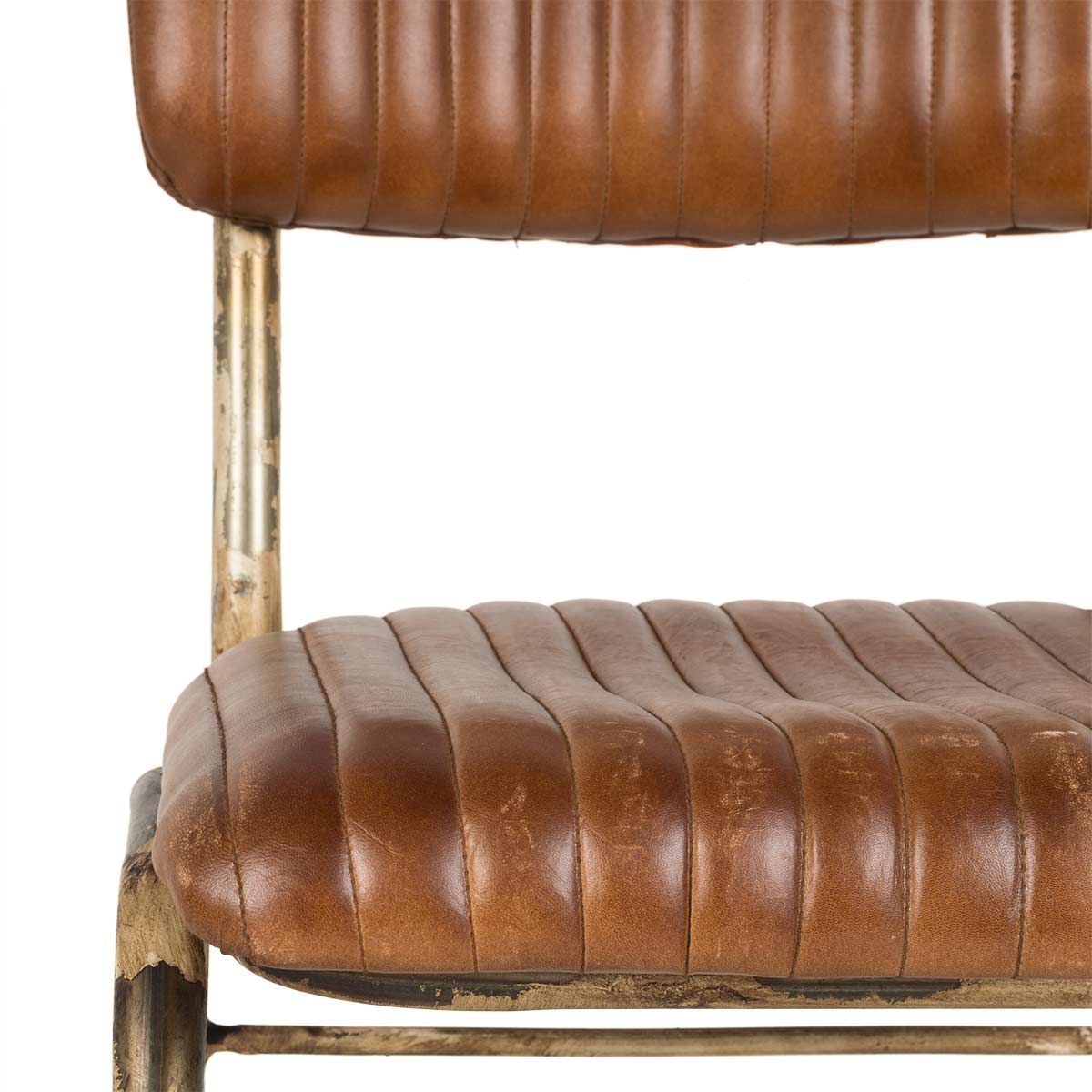 Стул с кожаным сиденьем Romina с белыми ножками