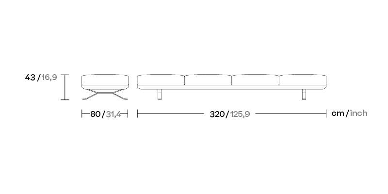 Скамейка 4-х местная Boma на перекрестных ножках KS2501100