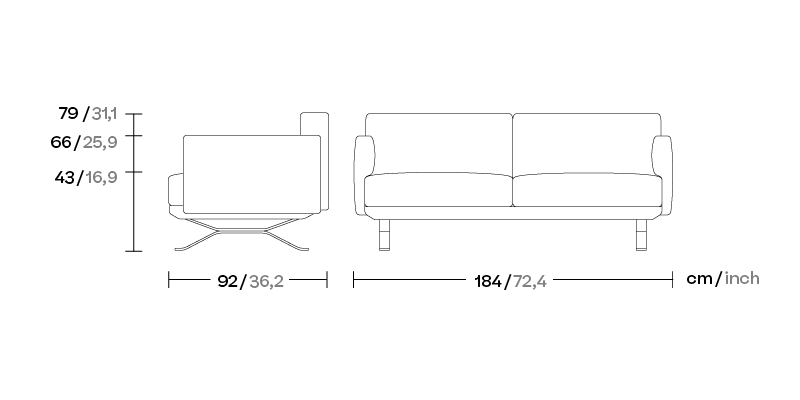 Диван 2-х местный Boma на 4 ножках KS2500200