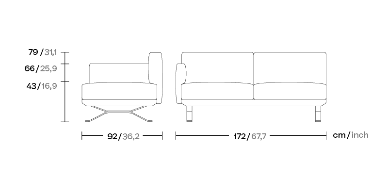 Модуль 2-х местный дивана Boma “end” левый KS2501800