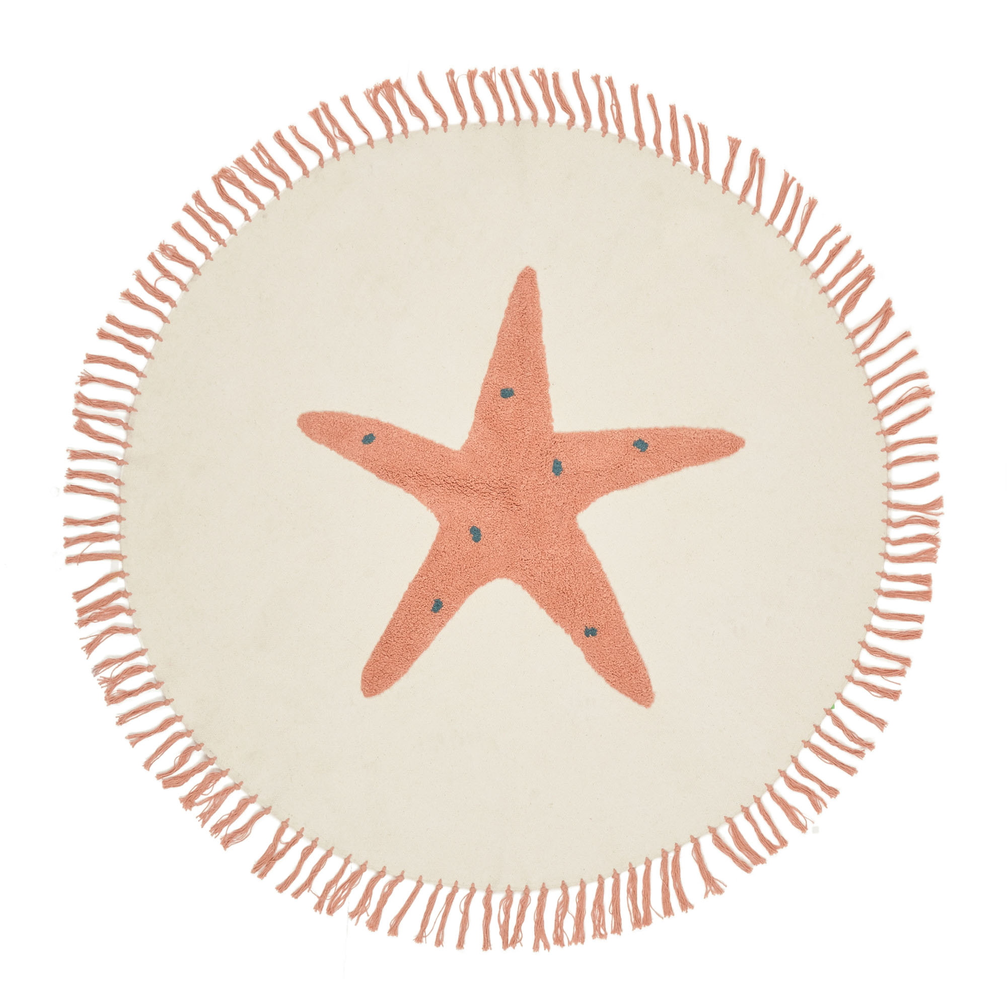 Talia Круглый ковер 100% хлопок с  оранжевой морской звездой