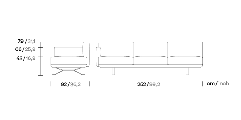 Модуль 3-х местный дивана Boma “end” левый KS2502400