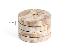 Набор из 4 круглых подставок Malder из бежевого мрамора