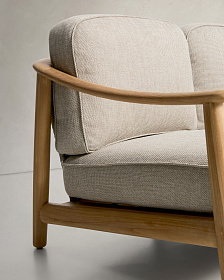 Уличный 3-х местный диван Elunda из тикового дерева и бежевой веревки