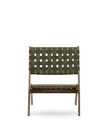 Складное кресло Chabeli из массива акации и шнура зеленого цвета