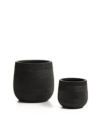 Набор из двух черных кашпо Tival с эффектом цемента, диаметр 50 см/34 см