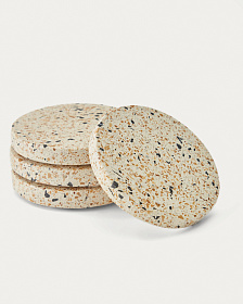 Verna набор из 4 подставок под кружки, белый терраццо