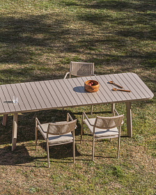 Раздвижной уличный стол Izola из алюминия с бежевой отделкой, 220 (280) x 100 см