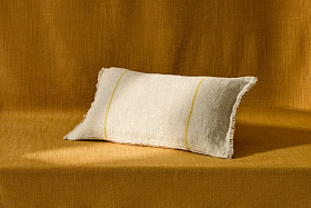 Чехол для подушки Lidore из бежевого льна с желтыми полосами, 30 x 50 см