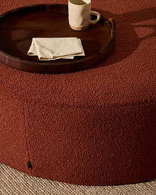 Kaeli Пуф для ног со съемным чехлом из терракотового букле Ø 90