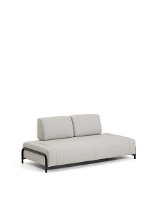 2-местный модуль дивана Compo из шенилла серо-бежевого цвета с черным каркасом, 200 см