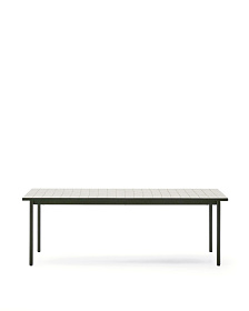 Уличный стол Maurina из стали зелёного цвета с керамической плиткой цвета экрю 223 x 101 см