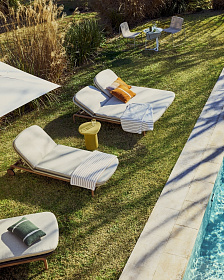 Двойной шезлонг Alipa из массива акации и веревки цвета экрю