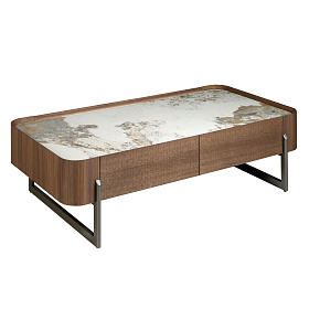 Прямоугольный журнальный стол 2131/437-D из ореха и керамики