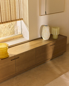 Тумба под ТВ Arelida из дубового шпона и массива дуба светло-коричневаф, 200 x 44 см