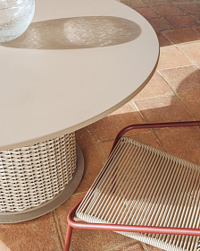 Уличный стол Sedalis цвета таупе из алюминия и веревки Ø135 см