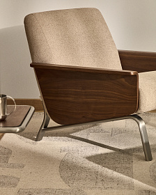 Кресло Amsen светло-коричневое из ореховой фанеры с ножками из стали