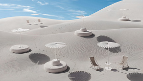 Уличный зонт с пуфом