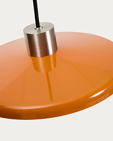 Пoдвесной светильник Nuvira из светло-серого металла с оранжевым абажуром
