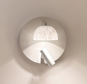 Настенный светильник Absidiola a moving reader withe-shaped RAL 9002 с плафоном из алебастра