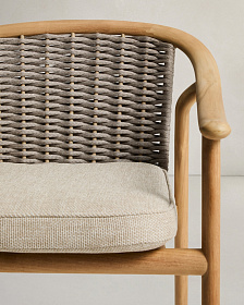 Уличный стул Elunda из тикового дерева и бежевой веревки